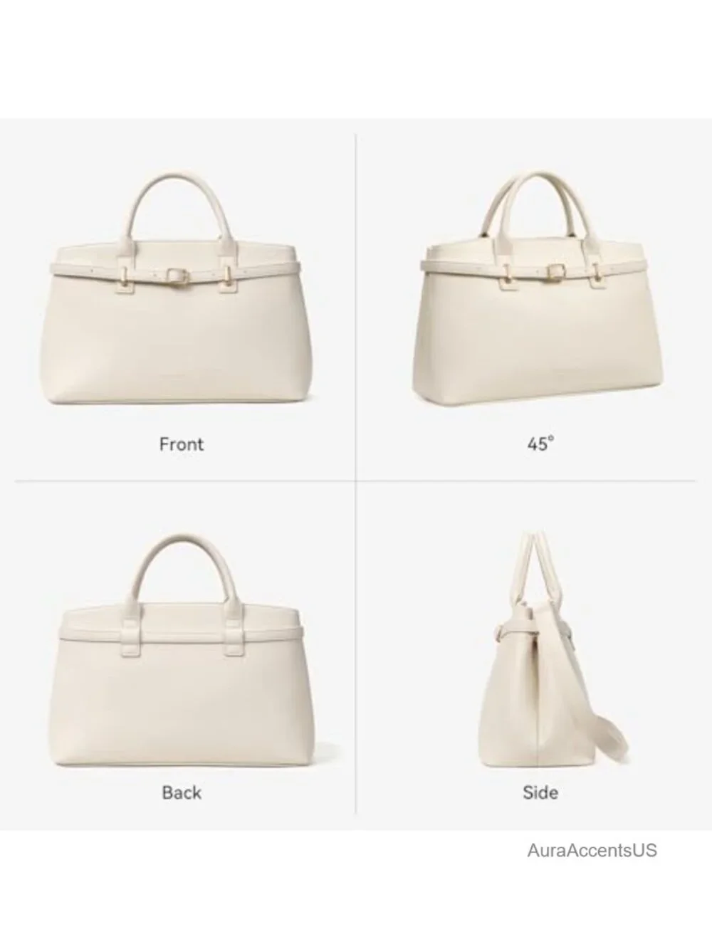 Structured Vegan Leather Satchel Bag for Women Work Tote Handbag with Removable